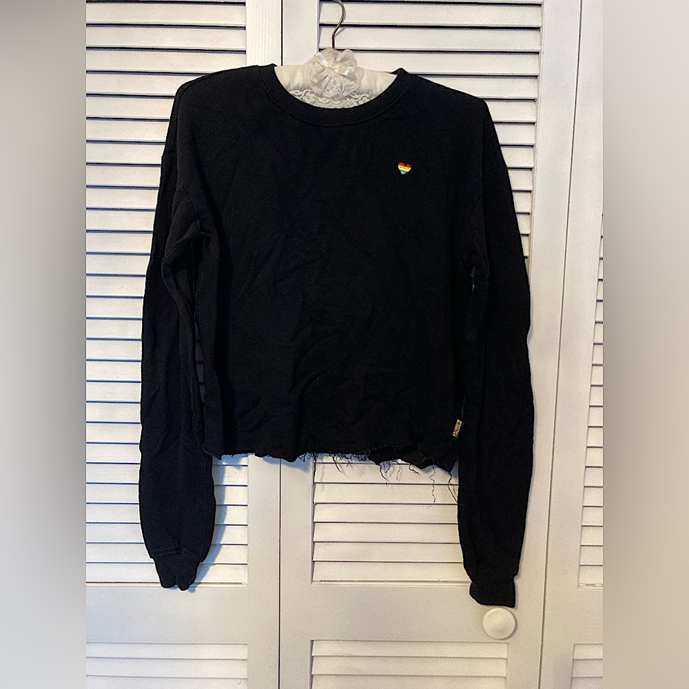 spiritual gangster cropped distressed sweatshirt